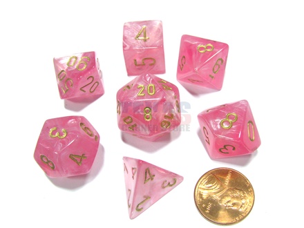 7 Dice Set Chessex EASTER PINK gold LE761 Dadi Paqua Rosa