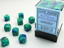 36 d6 Dice Chessex Polyedral BLUE TEAL 26859 Dadi