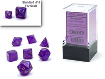 7 Die Set Chessex BOREALIS ROYAL PURPLE GOLD 20587 Dadi