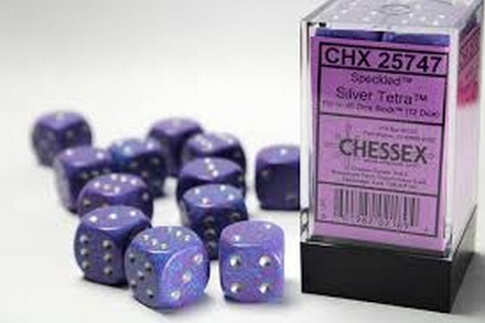 12 d6 Dice Chessex SPECKLED SILVER TETRA PURPLE 25747 Dadi