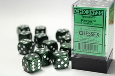 12 d6 Dice Chessex SPECKLED RECON  Green Black Dadi 25725