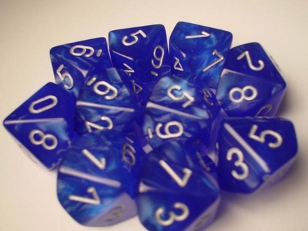 10 d10 Dice Set Chessex VELVET BLUE silver 27276 Dadi