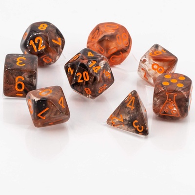 7 Dice Set Chessex LAB DICE NEBULA COPPER MATRIX 30040 Dadi