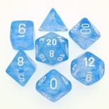 7 Die Set Chessex BOREALIS S.BLUE white Dice BLU CIELO bianco Dadi Dado 27426