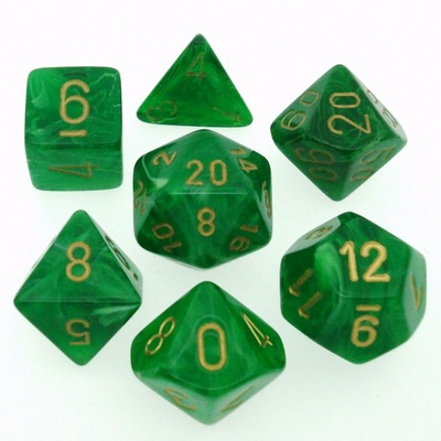 7 Dice Chessex VORTEX GREEN 27435 Dadi