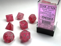7 Dice Chessex Gostly Glow PINK 27524 Dadi ROSA