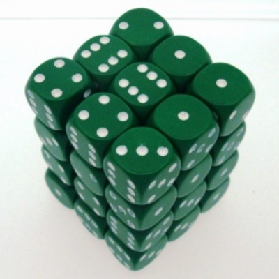 36 d6 Dice Chessex OPAQUE GREEN white OPACO VERDE bianco Dadi 25805