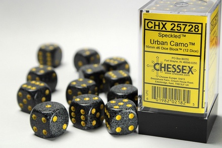 12 d6 Dice Chessex SPECKLED MERCURY GREY BLACK 25728 Dadi