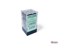 16 D6 Dice Set Chessex OPAQUE BLACK GREEN 25658 Dadi