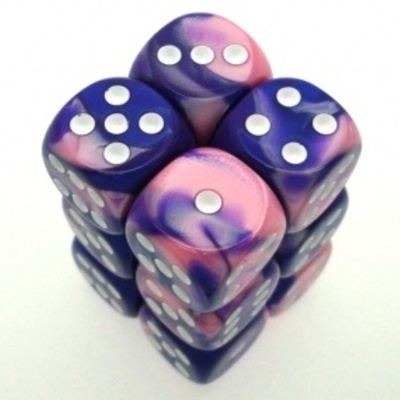 12 d6 Dice Set Chessex GEMINI PINK PURPLE white 26655 ROSA VIOLA bianco Dadi Dado Die