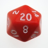 d20 Dice Chessex 16mm Opaque Red white PQ2004 Dado Opaco Rosso bianco