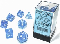 7 Dice Set Chessex BOREALIS Sky blue White LUMINARY 27586 Dadi