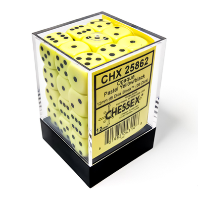 36 d6 Dice Chessex PASTEL YELLOW Black 25862 Dadi