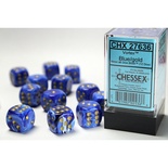 12 d6 Dice Chessex Vortex BLUE gold 27636 Dadi BLU oro