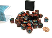 36 d6 Dice Chessex Polyedral RED TEAL 26862 Dadi Rosso Blu