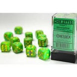 12 d6 Dice Chessex Vortex SLIME GREEN YELLOW 27715 Dadi