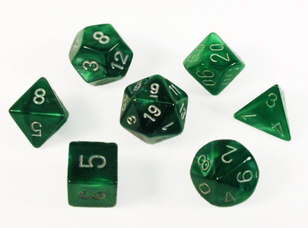 7 Die Set Chessex VELVET GREEN silver Dice VERDE argento Dadi Dado 27475