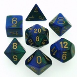 7 Dice Chessex GEMINI BLUE GREEN 26436 Dadi