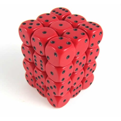 36 d6 Dice Chessex OPAQUE RED black Opaco Rosso Dadi 25814