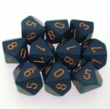10 d10 Dice Chessex OPAQUE DUSTY BLUE 25226 Dadi
