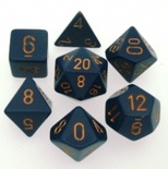7 DiceChessex OPAQUE DARK BLUE COPPER 25426 Dadi