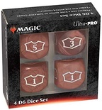 Ultra Pro SET 4 DADI D6 22 mm MANA RED Rosso Magic the  Gathering