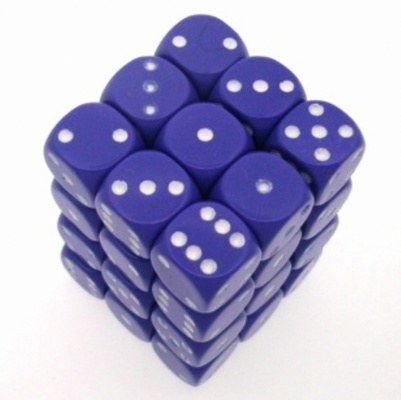 36 d6 Dice Chessex OPAQUE PURPLE WHITE 25807 Dadi