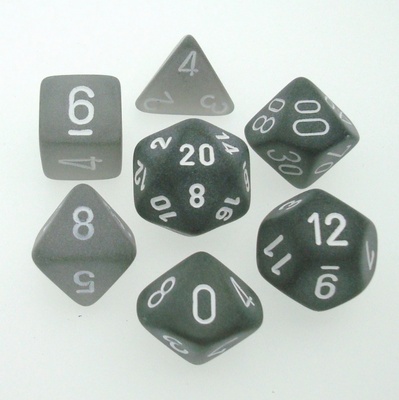 7 Die Set Chessex FROSTED SMOKE white Dice FUMO bianco Dadi Dado 431