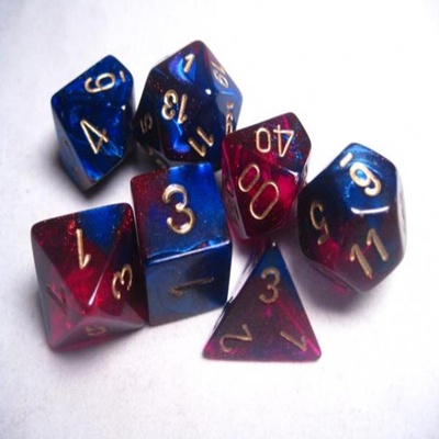 7 Die Set Chessex GEMINI MAGENTA gold Dice MAGENTA oro Dadi Dado 26447